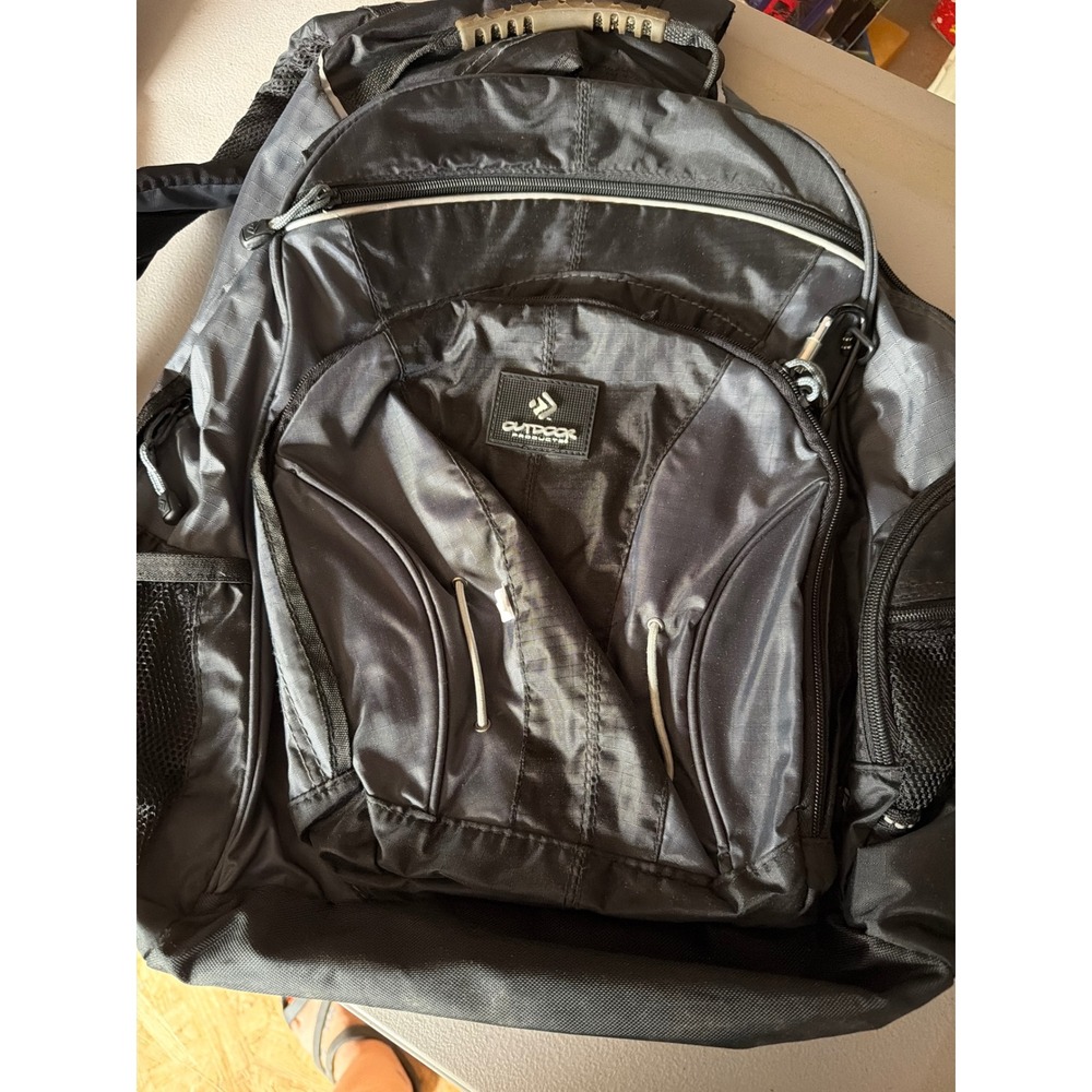 Outdoor Products Black Ripstop Technical Backpack Multi Pocket Hiking Daypack